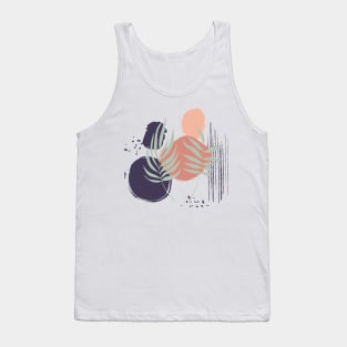 Abstract shapes lines dots and tropical leaves digital design Tank Top